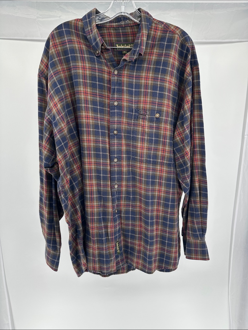 Timberland Plaid Button-Down Shirt in Blue and Red